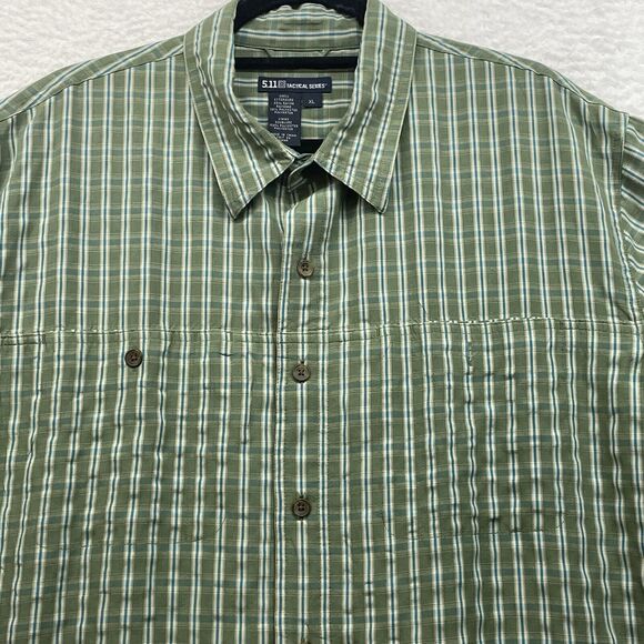 511 Tactical Shirt Mens XL Green Plaid Button Down Cadet Covert Concealed Carry - Picture 4 of 10